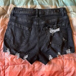 RSQ | NWT Curvy High Rise Jean Shorts | Black Distressed